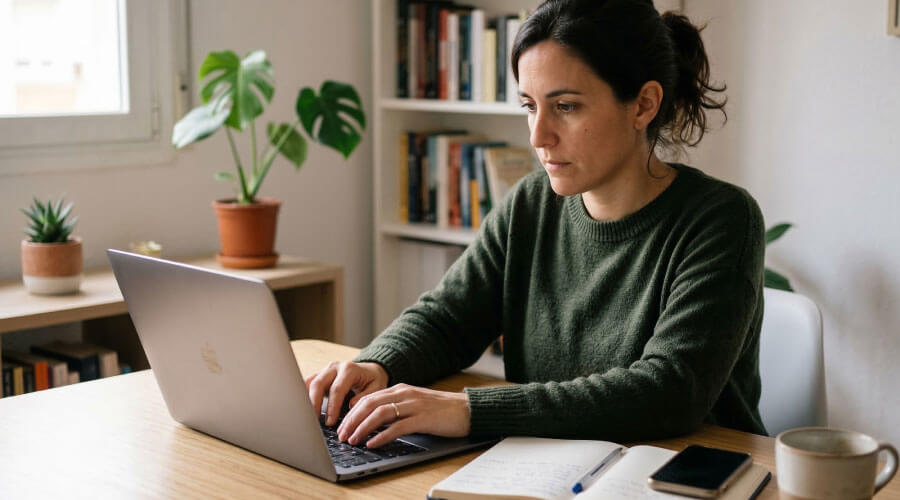 Persona cambiando contraseñas en su computadora después de un incidente de seguridad