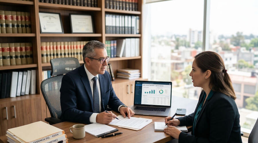 Cliente consultando con un abogado sobre un caso de estafa con criptomonedas