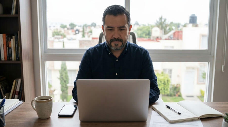 Persona intentando retirar dinero de una plataforma de inversión desde su laptop